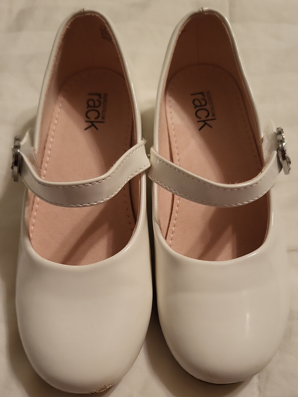 White Mary Jane Flats with Velcro Buckle Strap